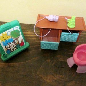 Loving Family Dollhouse Furniture Toy Bench with Drawers Art Easel & Potty Chair